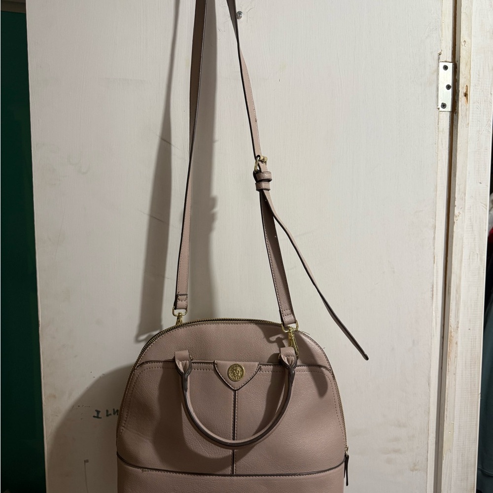 Anne Klein Tan Crossbody Bag with Structured Design